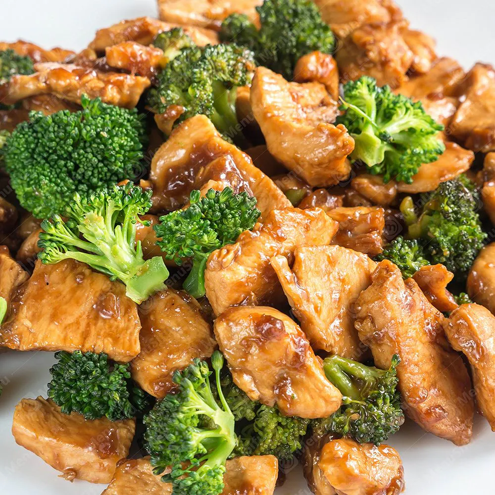 Chicken breast stir-fried with broccoli in glossy brown sauce at Bamboo Bowl Kitchen, a Chinese Restaurant in Moreno Valley